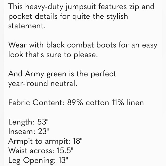 Sandrine Rose x Free People Coveralls Denim Jumpsuit Army Green, Size XS, NWT - Picture 9 of 9